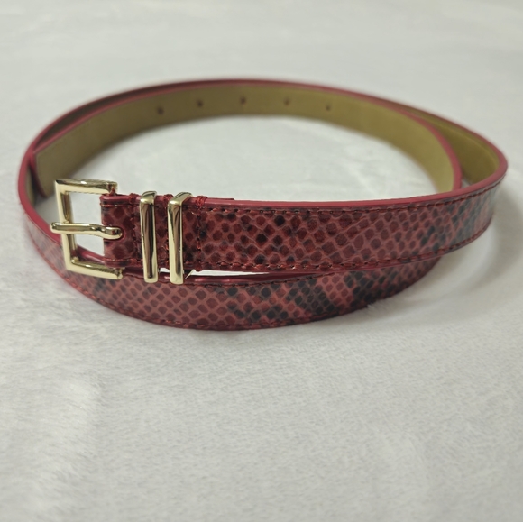 Talbots snake print skinny belt with gold-tone buckle, sz: medium - Picture 1 of 10